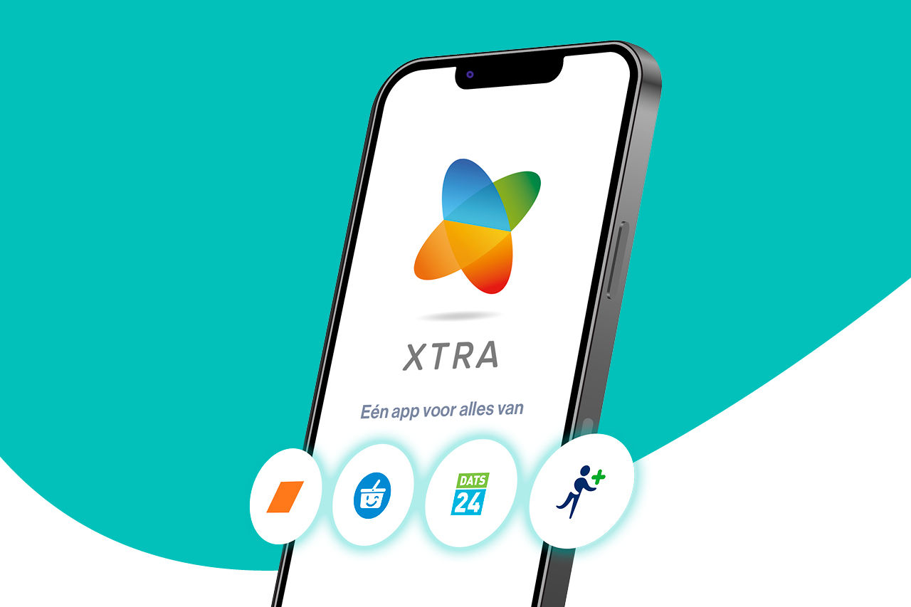 Iphone met informatie over de Xtra app